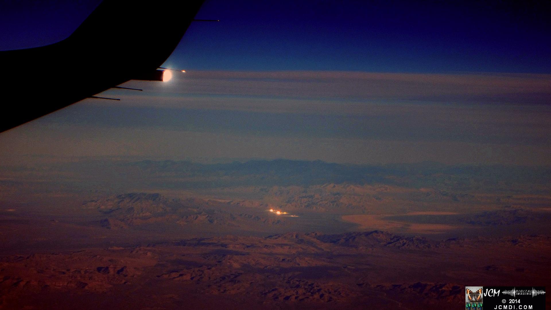 Aerial view of Ivanpah Solar Thermal Plant 113 miles away from 34000 feet